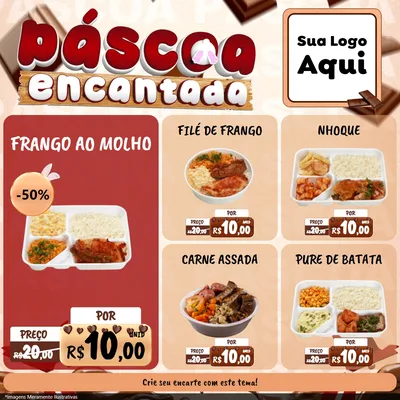 Modelo de Rede Social para Feed Facebook com o tema Páscoa Encantada para Restaurante
