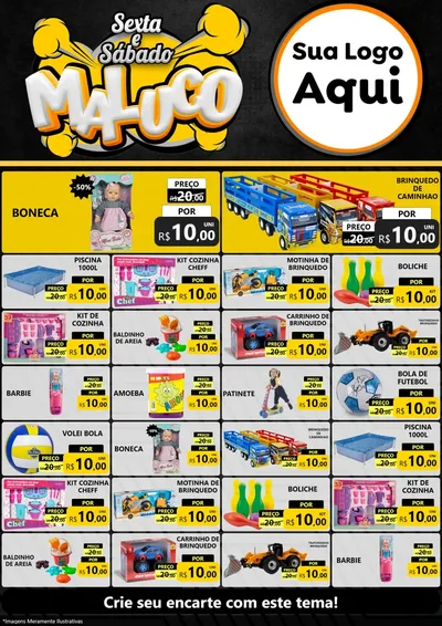 Modelo de Encarte para Encarte A4 Vertical com o tema Sexta e Sábado Maluco para Brinquedos