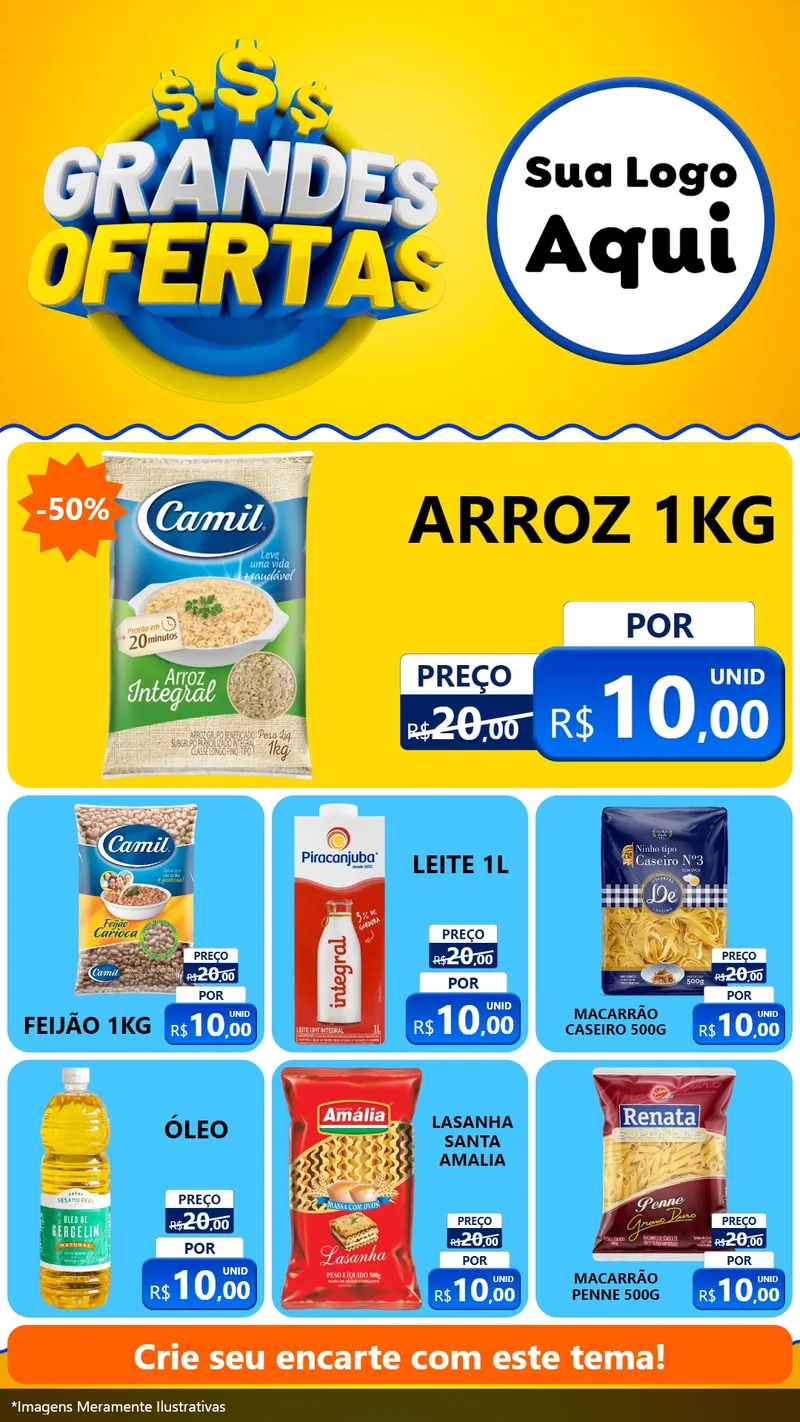 Modelo de Rede Social para Stories com o tema Grandes Ofertas para Supermercado