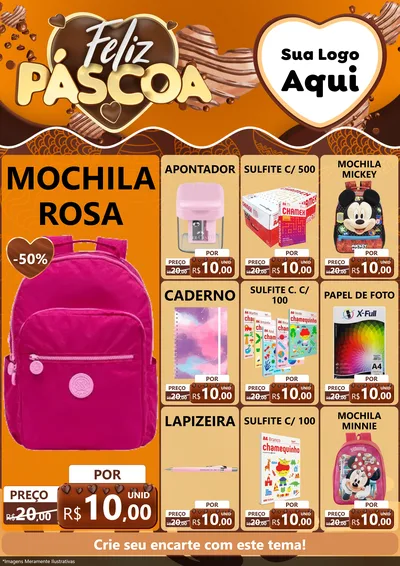 Modelo de Encarte para Encarte A4 Vertical com o tema Feliz Páscoa para Papelaria