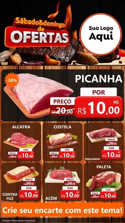 Modelo de Rede Social para Stories com o tema Sábado e Domingo de Ofertas - Carne / Açougue para Açougue