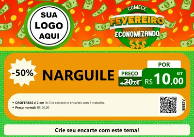 Modelo de Cartaz para Cartaz A4 Horizontal com o tema Comece Fevereiro Economizando para Tabacaria