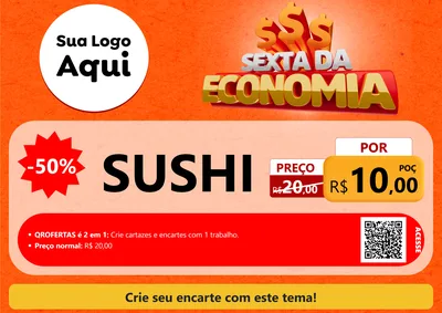 Modelo de Cartaz para Cartaz A4 Horizontal com o tema Sexta da Economia para Comida japonesa