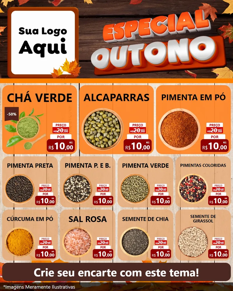 Modelo de Rede Social para Feed Instagram com o tema Especial Outono para Produtos Naturais