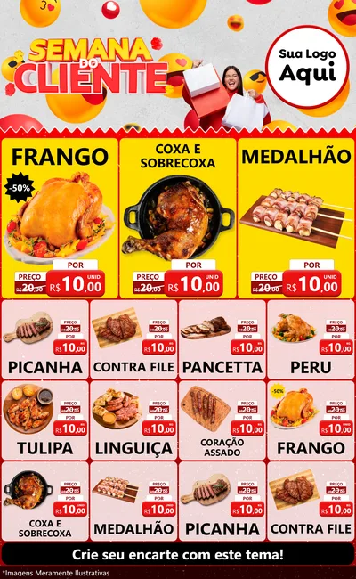 Modelo de Encarte para Encarte Grande com o tema Semana do Cliente para Assados