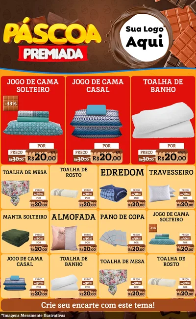 Modelo de Encarte para Encarte Grande com o tema Páscoa Premiada para Cama, Mesa e Banho