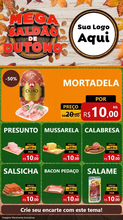 Modelo de Rede Social para Stories com o tema Mega Saldão de Outono para Frios e Laticínios