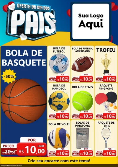 Modelo de Encarte para Encarte A4 Vertical com o tema Oferta Do Dia Dos Pais para Artigos Esportivos