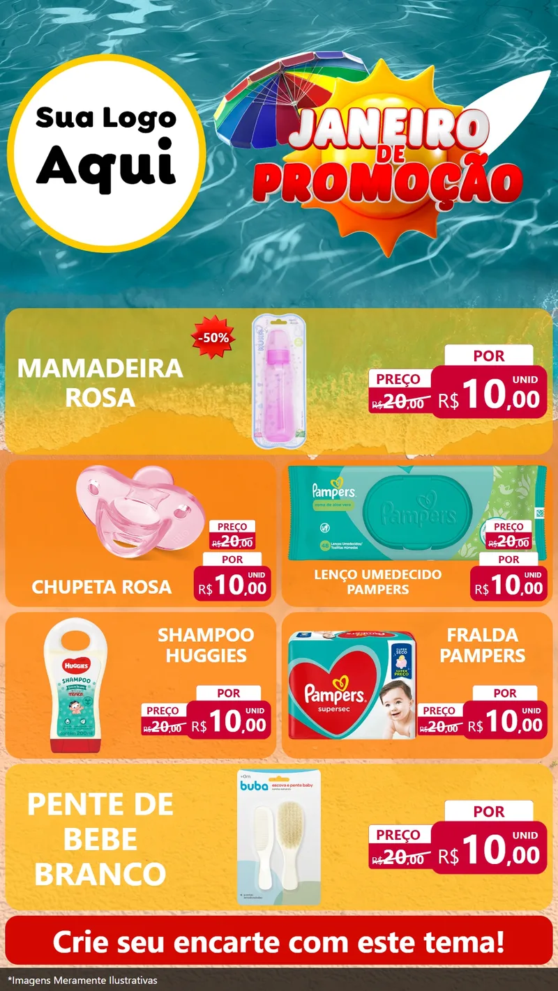 Modelo de TV para TV Vertical com o tema Janeiro de Promoção para Bebês
