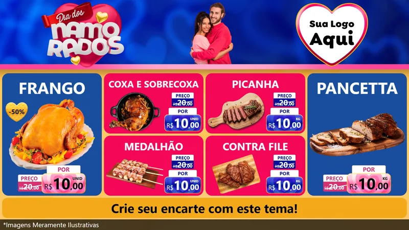 Modelo de TV para TV Horizontal com o tema Dia dos namorados para Assados