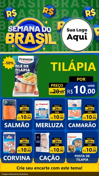 Modelo de Rede Social para Stories com o tema Semana Do Brasil para Peixaria