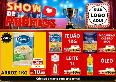 Modelo de Encarte para Encarte A4 Horizontal com o tema Show de Prêmios para Supermercado