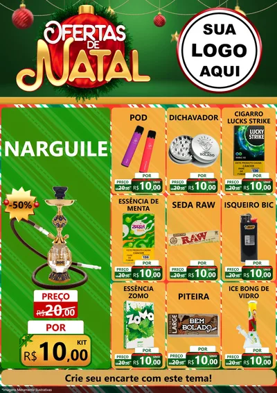 Modelo de Encarte para Encarte A4 Vertical com o tema Ofertas de Natal para Tabacaria