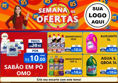 Modelo de Encarte para Encarte A4 Horizontal com o tema Semana de Ofertas para Produtos de Limpeza
