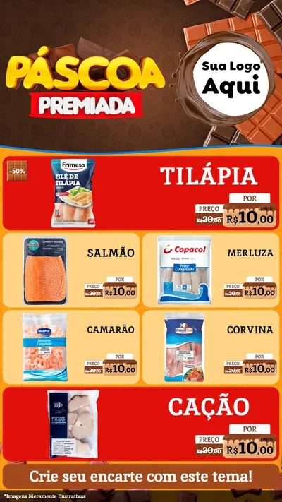 Modelo de TV para TV Vertical com o tema Páscoa Premiada para Peixaria