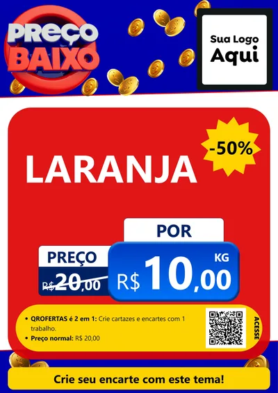 Modelo de Cartaz para Cartaz A4 Vertical com o tema Preço Baixo para Hortifrúti