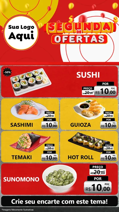 Modelo de TV para TV Vertical com o tema Segunda de Ofertas para Comida japonesa