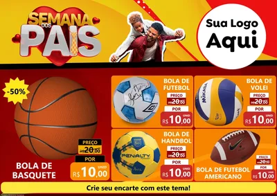 Modelo de Encarte para Encarte A4 Horizontal com o tema Semana Dos Pais para Artigos Esportivos