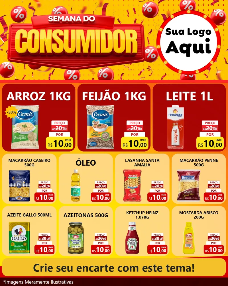Modelo de Rede Social para Feed Instagram com o tema Semana do Consumidor para Supermercado