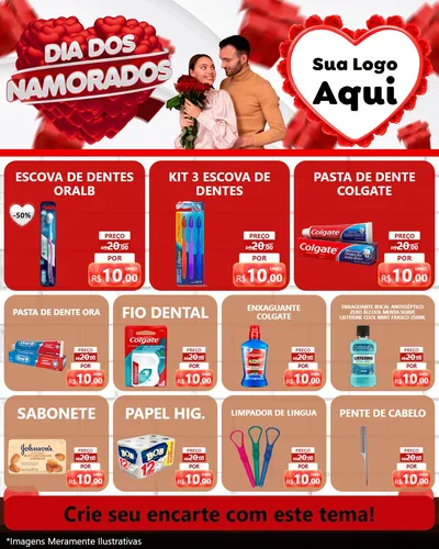 Modelo de Rede Social para Feed Instagram com o tema Dia dos Namorados para Higiene Pessoal