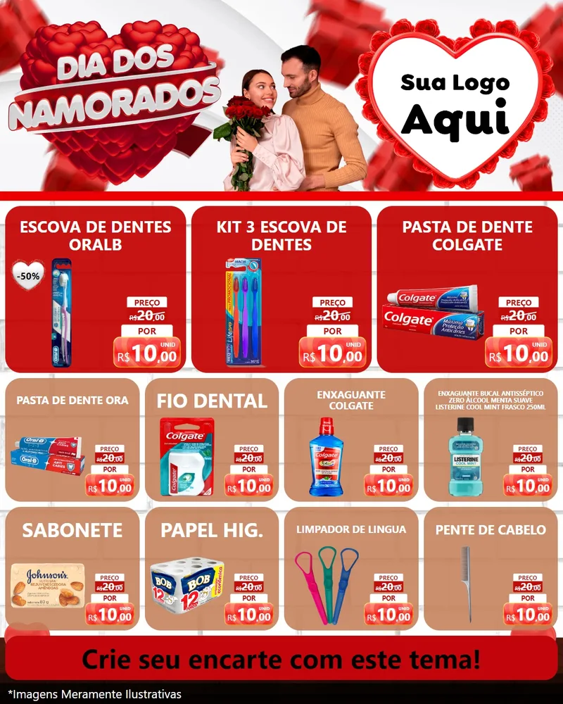 Modelo de Rede Social para Feed Instagram com o tema Dia dos Namorados para Higiene Pessoal