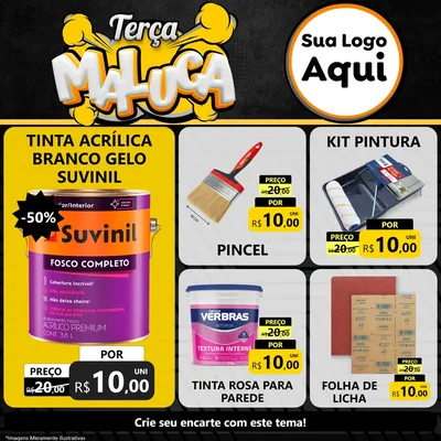 Modelo de Rede Social para Feed Facebook com o tema Terça Maluca para Tintas e Ferramentas