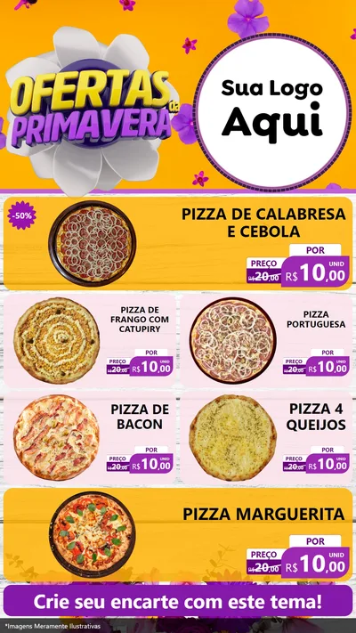 Modelo de TV para TV Vertical com o tema Ofertas Da Primavera para Pizzaria