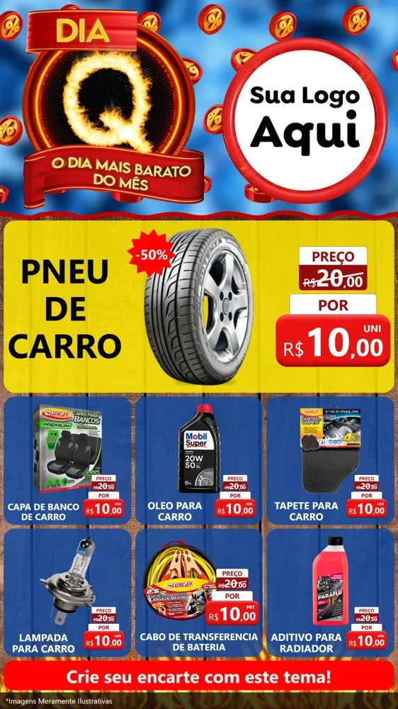Modelo de Rede Social para Stories com o tema Dia Q - O Dia Mais Barato Do Mês para Auto peças