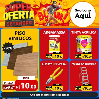 Modelo de Rede Social para Feed Facebook com o tema Super Oferta Setembro para Material para Construção