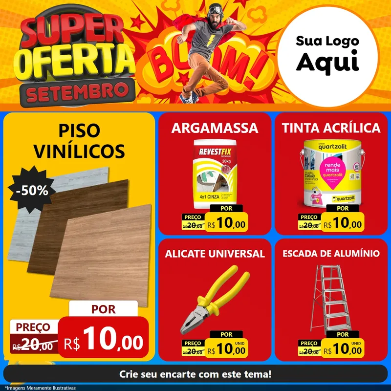 Modelo de Rede Social para Feed Facebook com o tema Super Oferta Setembro para Material para Construção