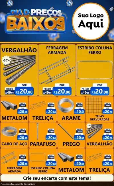Modelo de Encarte para Encarte Grande com o tema Dia D Preço Baixo para Ferragens