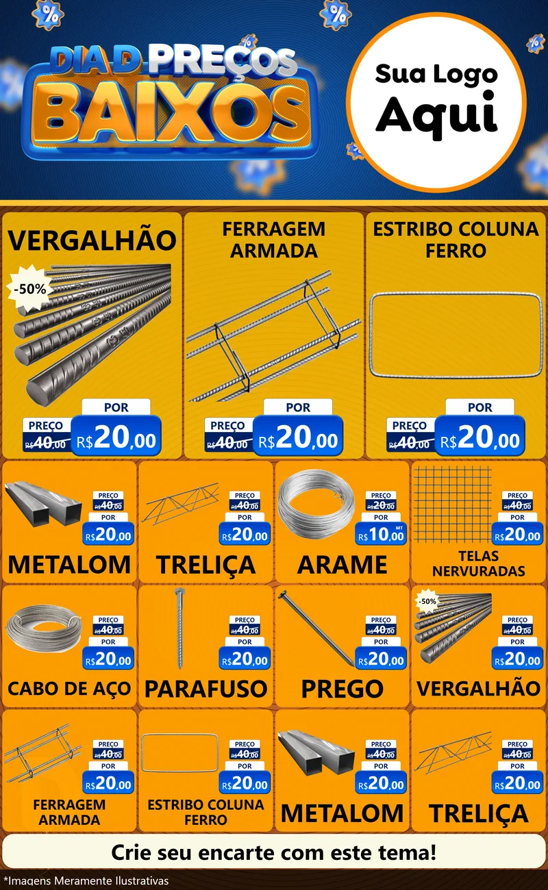 Modelo de Encarte para Encarte Grande com o tema Dia D Preço Baixo para Ferragens