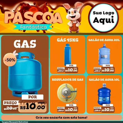Modelo de Rede Social para Feed Facebook com o tema Páscoa Fantástica para Água e gás