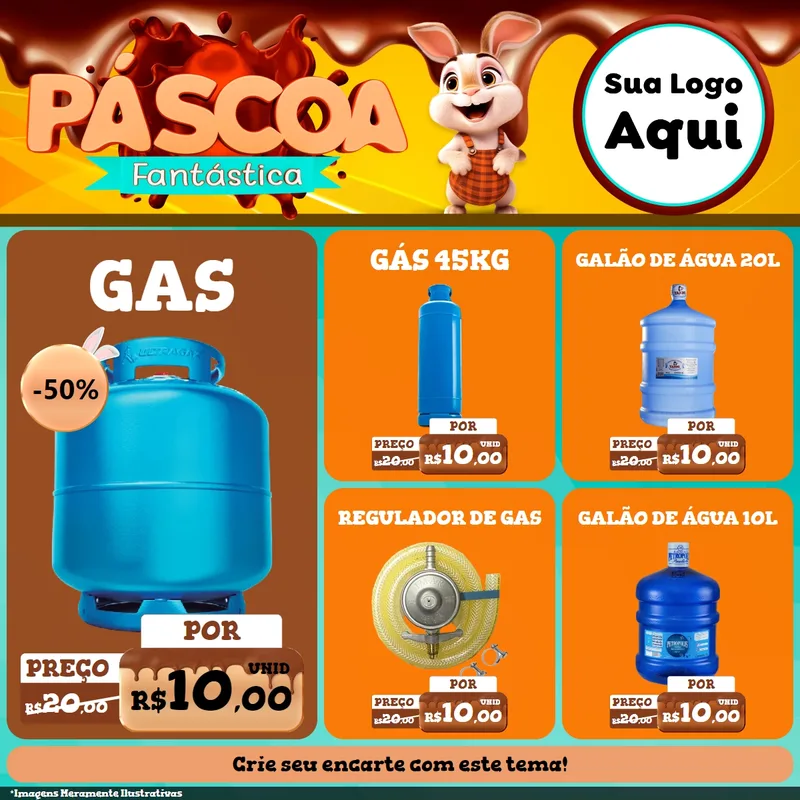 Modelo de Rede Social para Feed Facebook com o tema Páscoa Fantástica para Água e gás