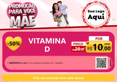 Modelo de Cartaz para Cartaz A4 Horizontal com o tema Promoção Para Você Mãe para Farmácia