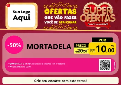 Modelo de Cartaz para Cartaz A4 Horizontal com o tema Dia dos Namorados para Frios e Laticínios