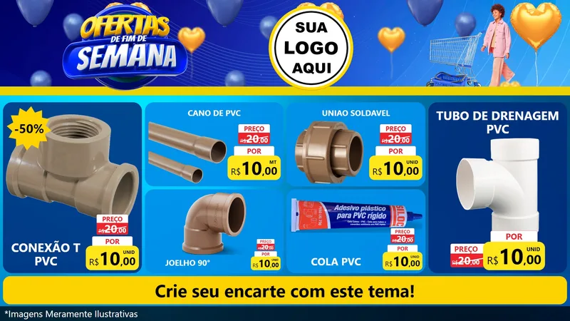 Modelo de TV para TV Horizontal com o tema Ofertas de Fim de Semana para Tubos e conexões