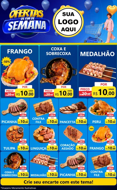 Modelo de Encarte para Encarte Grande com o tema Ofertas de Fim de Semana para Assados