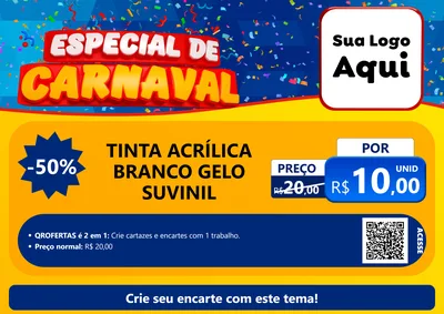 Modelo de Cartaz para Cartaz A4 Horizontal com o tema Especial de Carnaval para Tintas e Ferramentas