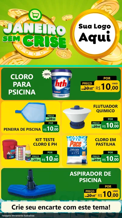 Modelo de TV para TV Vertical com o tema Janeiro Sem Crise para Produtos para Piscina