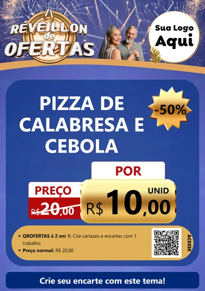 Modelo de Cartaz para Cartaz A4 Vertical com o tema Réveillon de Ofertas para Pizzaria