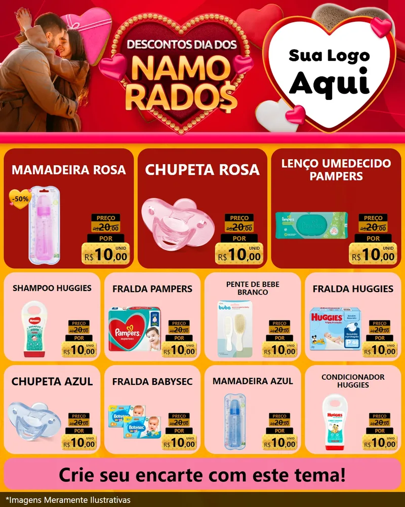 Modelo de Rede Social para Feed Instagram com o tema Descontos Dia dos Namorados para Bebês