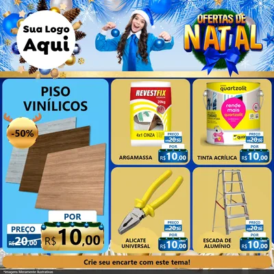 Modelo de Rede Social para Feed Facebook com o tema Ofertas de Natal para Material para Construção