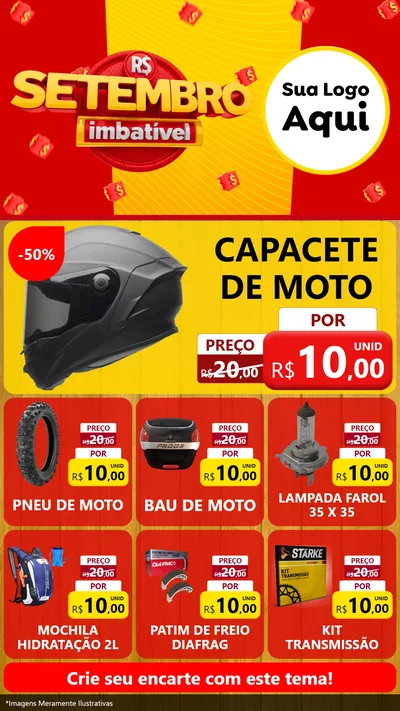 Modelo de Rede Social para Stories com o tema Setembro Imbatível para Moto peças