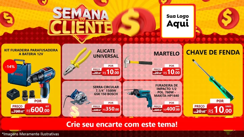 Modelo de TV para TV Horizontal com o tema Semana do Cliente para Maquinas e Ferramentas