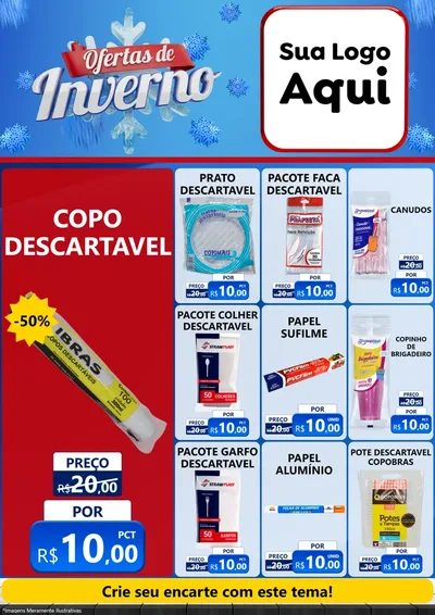 Modelo de Encarte para Encarte A4 Vertical com o tema Ofertas de Inverno para Embalagens