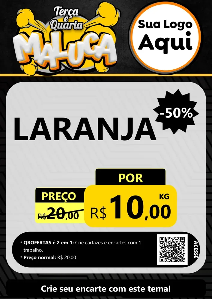 Modelo de Cartaz para Cartaz A4 Vertical com o tema Terça e Quarta Maluca para Hortifrúti