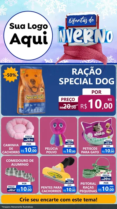 Modelo de Rede Social para Stories com o tema Ofertas de Inverno para Pet Shop