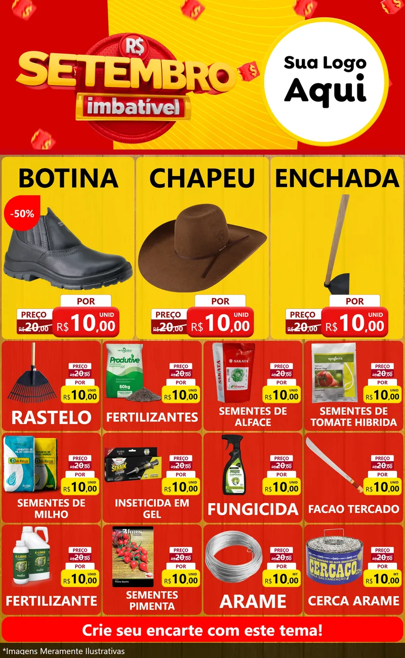Modelo de Encarte para Encarte Grande com o tema Setembro Imbatível para Agropecuária