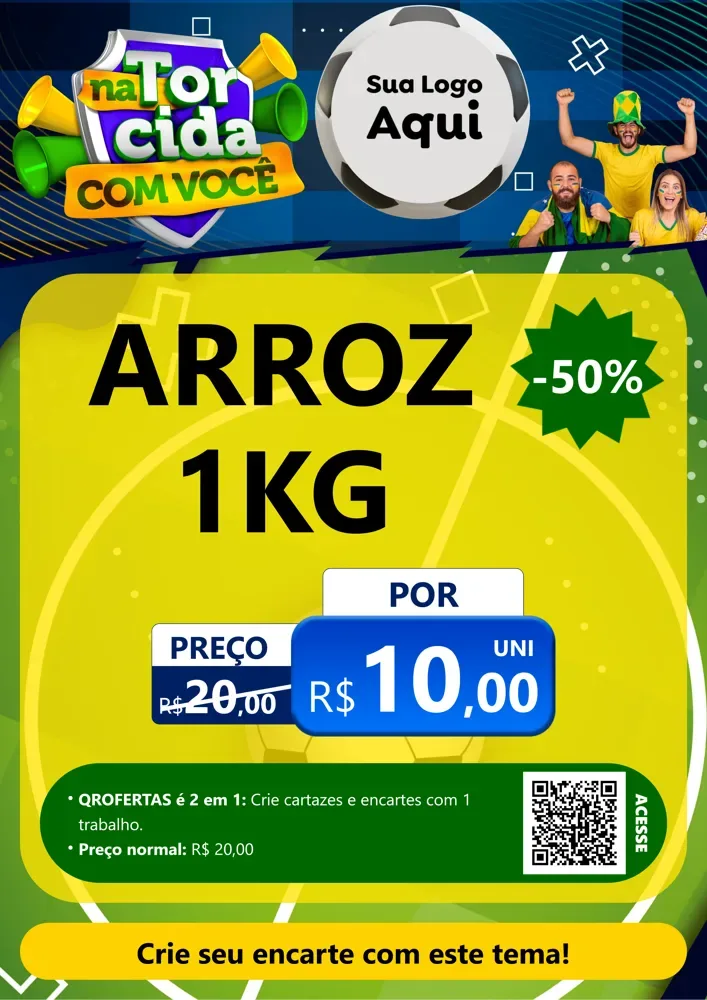 Modelo de Cartaz para Cartaz A4 Vertical com o tema Na Torcida Com Você - Copa para Supermercado